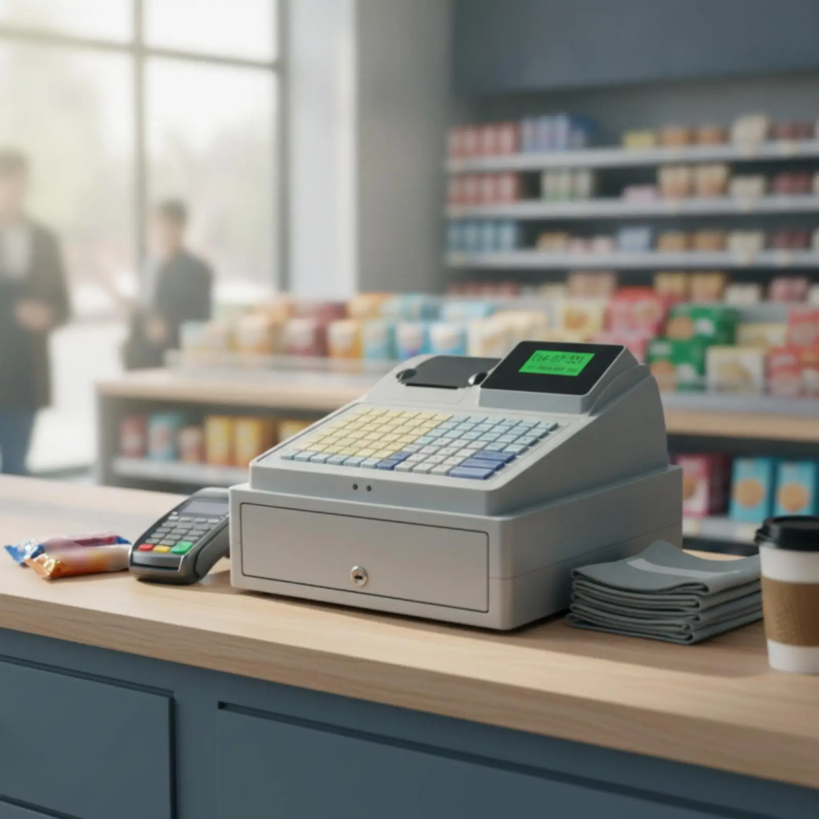 Double Display Register Multi-Functional Register with Receipt Printer Built-in POS Terminal for Retailers, Retail Stores,