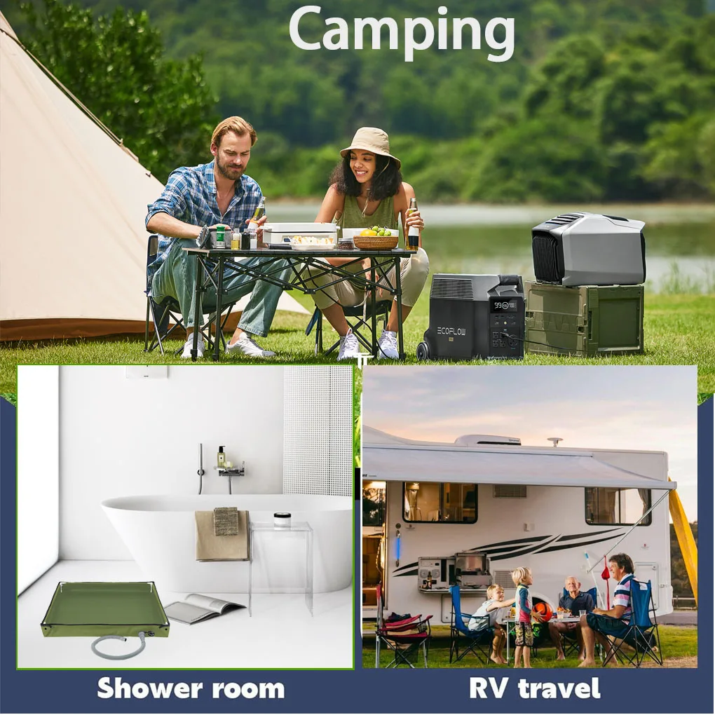 

New Camping Shower Tent Floor Base with Drain Hose Outdoor Tent Shower Tray for RV Outdoor Camping Shower Beach Pet Bath