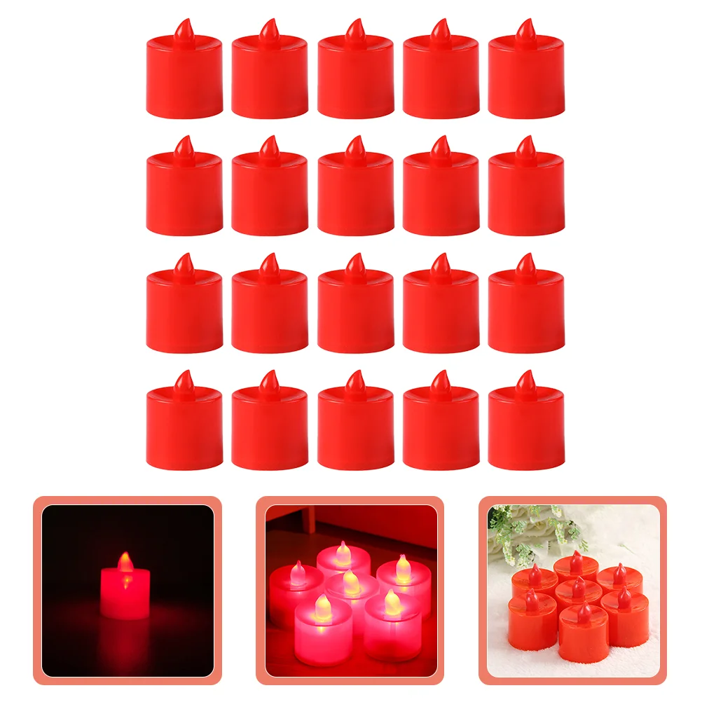 20 Pcs LED Light Candles Tea Lights Fake Flameless Decor Plastic Tealight