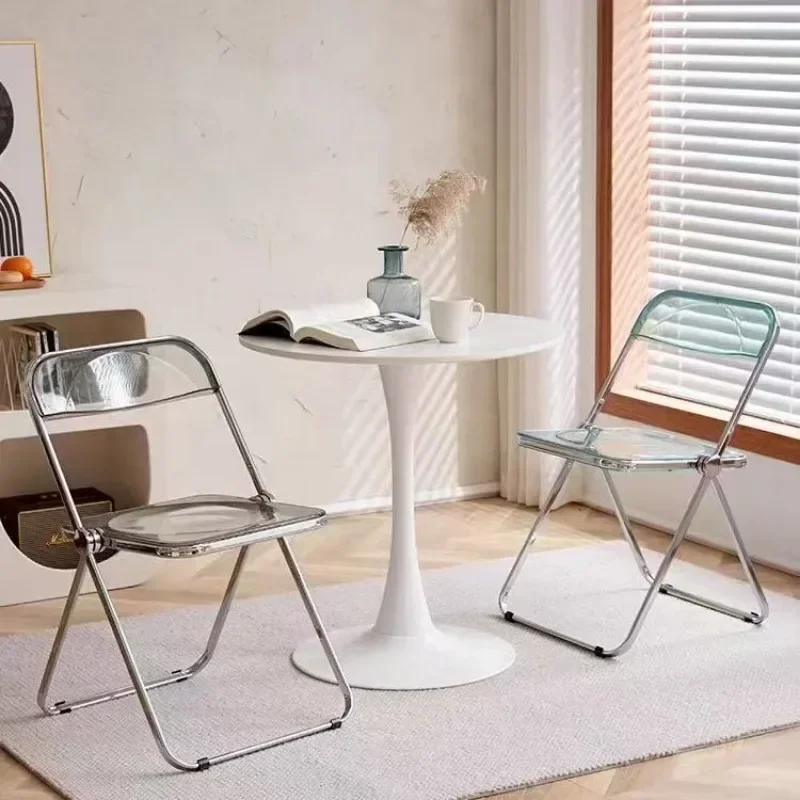 Folding Chair Cafe Photo Shoot Chair Lounge Chair Dinning Chair Home Dining Business Negotiation Chair Transparent Furniture
