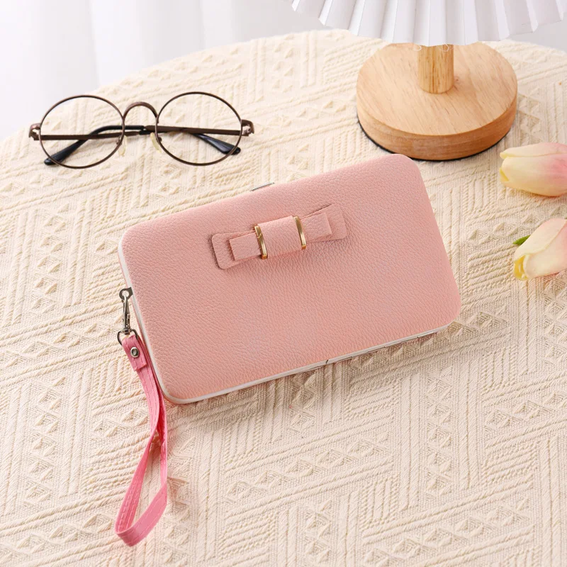 New Fashion Large Capacity Wallets Women Holde Wallet Bowknot Cellphone Long Card Purse Pocket Long Card Purse Pocket