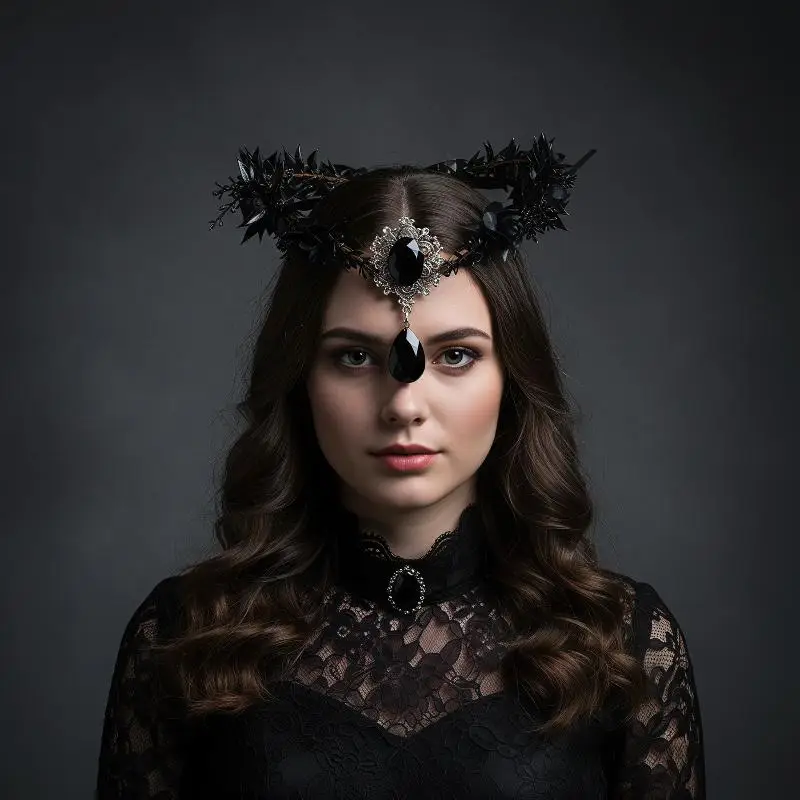 Modische Blumenranken-Elfenkrone Fantasy-Diadem Elfen-Tiara Haarband Künstlicher Blumenkranz Feenkopfschmuck Waldhochzeit – Detail 6
