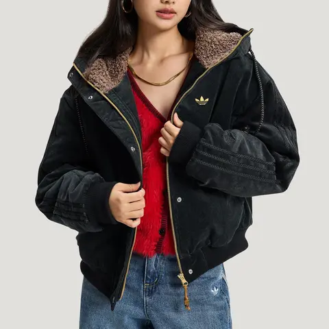 Adidas genuine clover women's New Year's warm plush collar cotton jacket KT0722