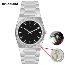 2025 Hruodland Watch Classic Retro Men Quartz Watches RONDA 704 Movement Stainless steel 37mm Dress Men Watch F026