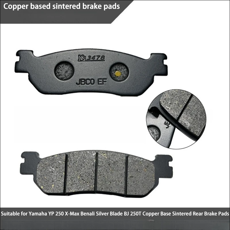 

Suitable for Yamaha YP 250 X-Max Benelli Silver Blade BJ 250T Copper Based Rear Brake Pads