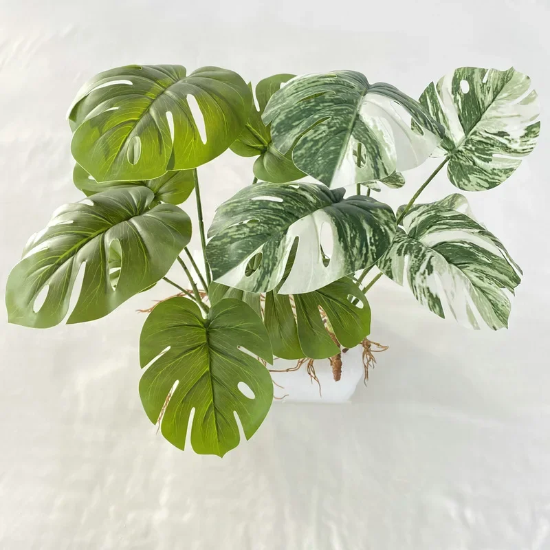 Artificial Green Plants Plastic Begonia Turtle Back Bamboo Apple Leaves Home Living Room Decoration 3D Printing Simulation Plant