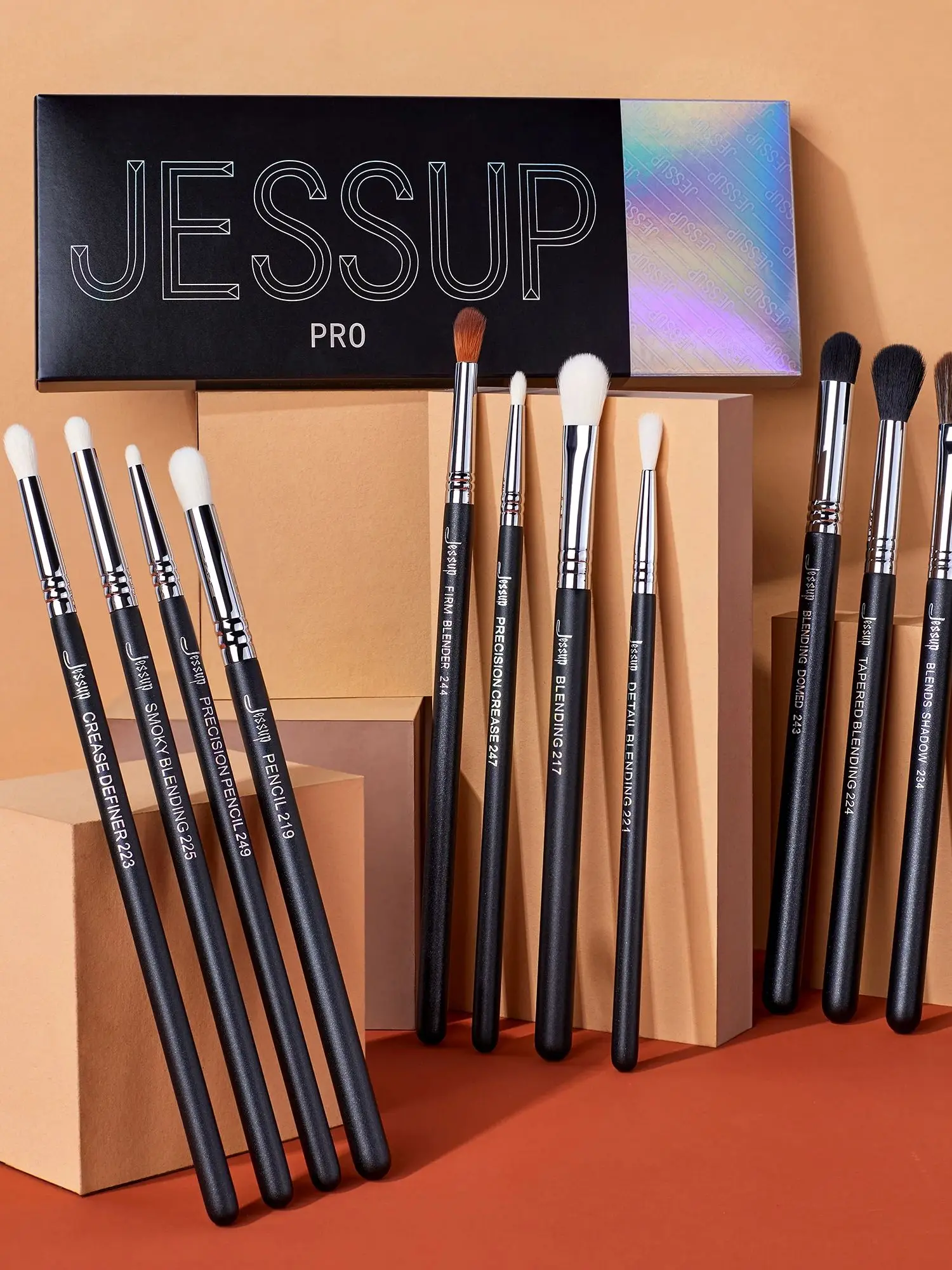 Jessup Eye Makeup Brushes Set Professional Eye Blending Brush Synthetic Blends Shadow Crease Pencil Smoky T338