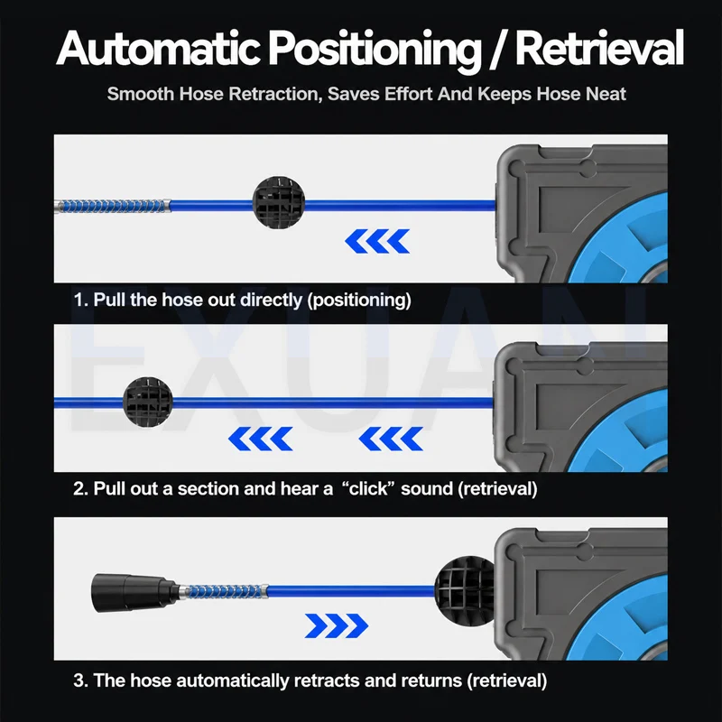 Automatic Retractable Hose Reel Air Drum Durable Air Pipe for Car Beauty Repair Pneumatic Tool Compatible with Air Compressor view 6