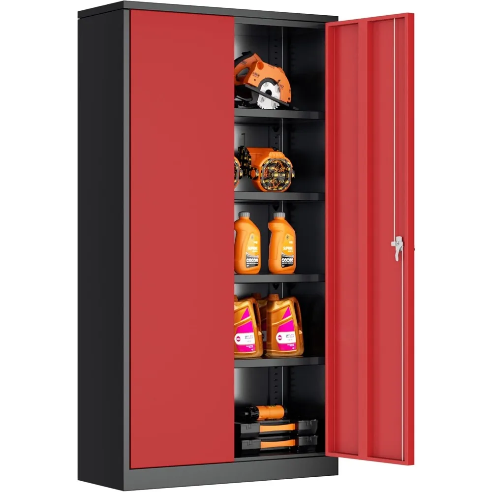 

Tall Metal Storage Lockers,71 inch Locking Steel Cabinet with Lock,Lockable Storage cabinets with 2 Doors and 4 Shelves