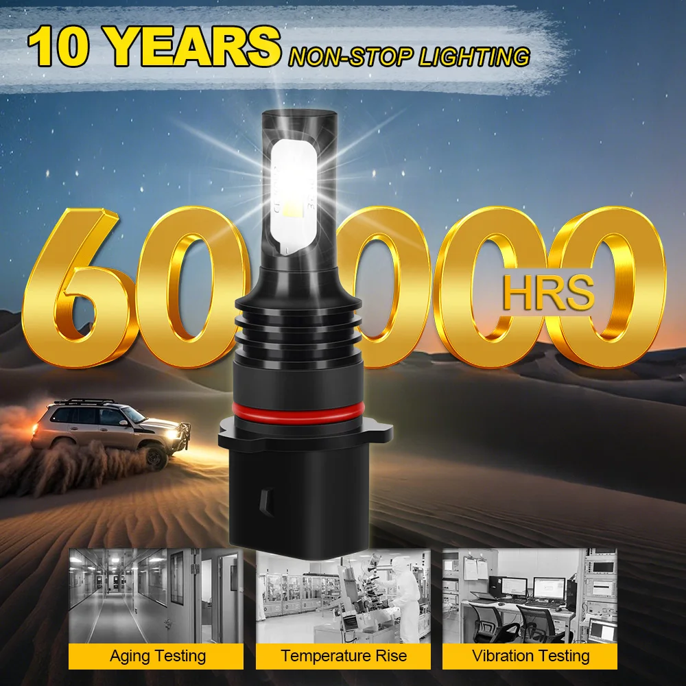 2X 12278-PSX26W 300W Car LED Fog Lights Ampoules 6000K White Auto Fog Lamps 20000LM Plug And Play Easy To Install Mini Light