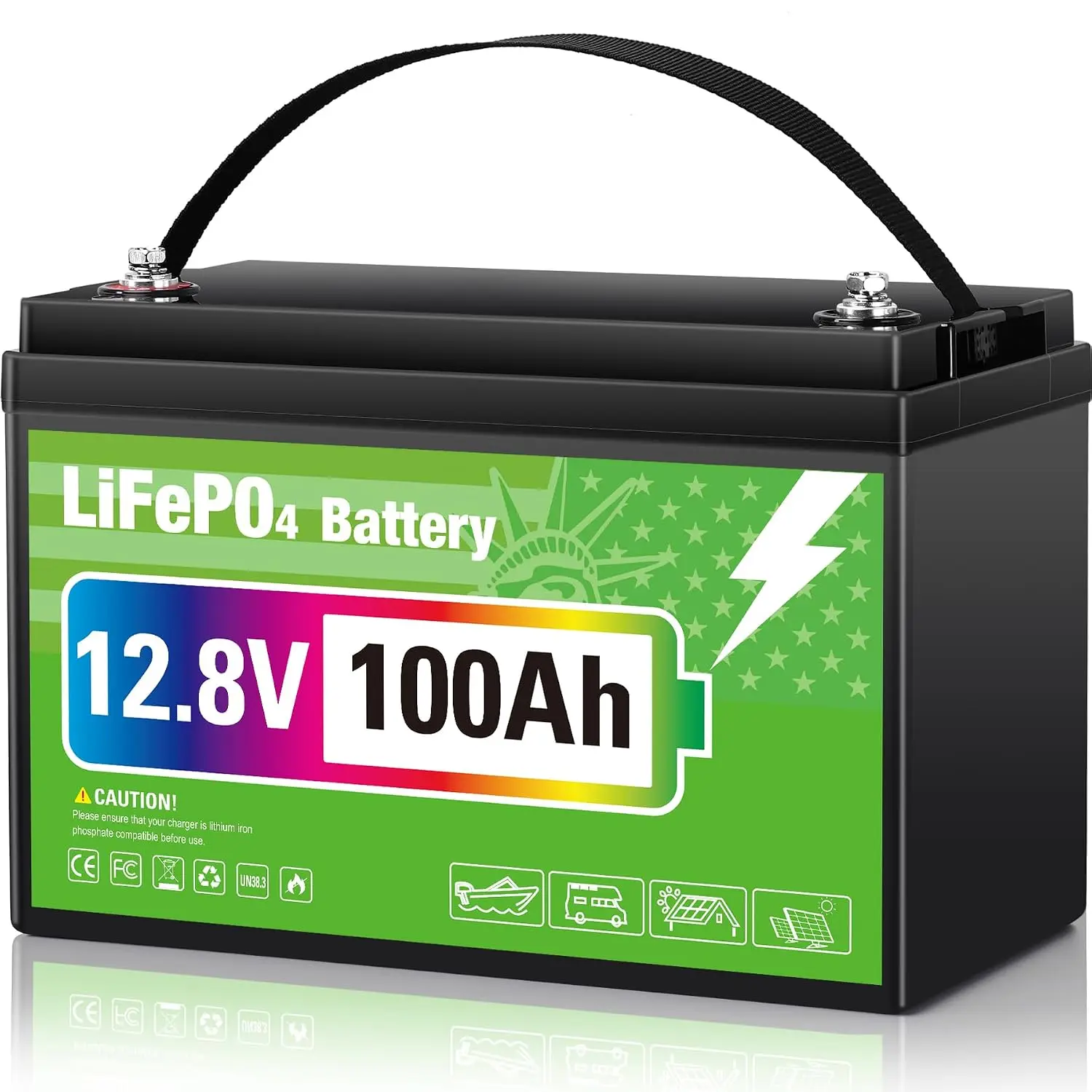 12V 100Ah LiFePO4 Battery, Group 31 100A BMS Low-Temp Protection, 1280Wh 8000+ Cycles RV Home Solar Storage, Customized