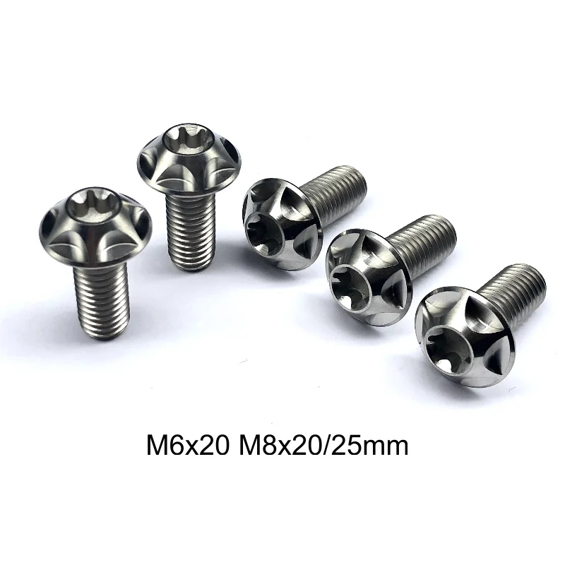 2Pcs Titanium Alloy Torx Screw Bolts Fastener M6x20 M8*25 20mm GR5 For Disc Brake Motorcycle Car Bicycle