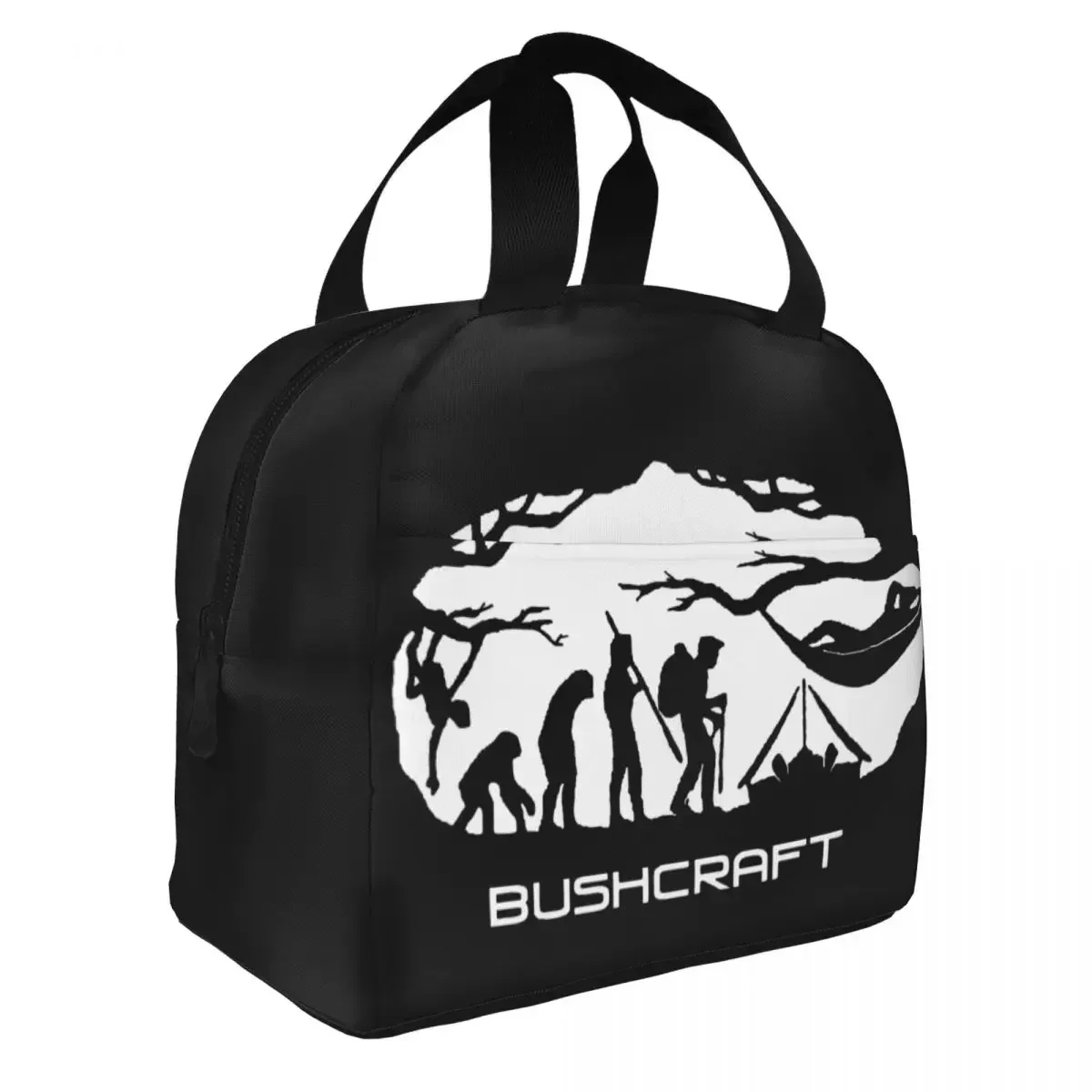 Bushcraft Survival Hammocking Evolution Print Insulated Lunch Bag Cooler Bag Reusable Wild Large Tote Lunch Box Men Women Picnic