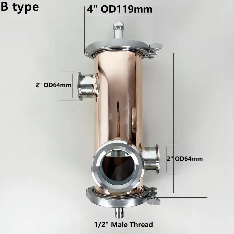 Imagem -04 - Cesta de Cobre Gin Conjunto para Destilação Portas Laterais 251 mm Od64 com Filtro V1500ml Comprimento 300 mm 102 mm Od119