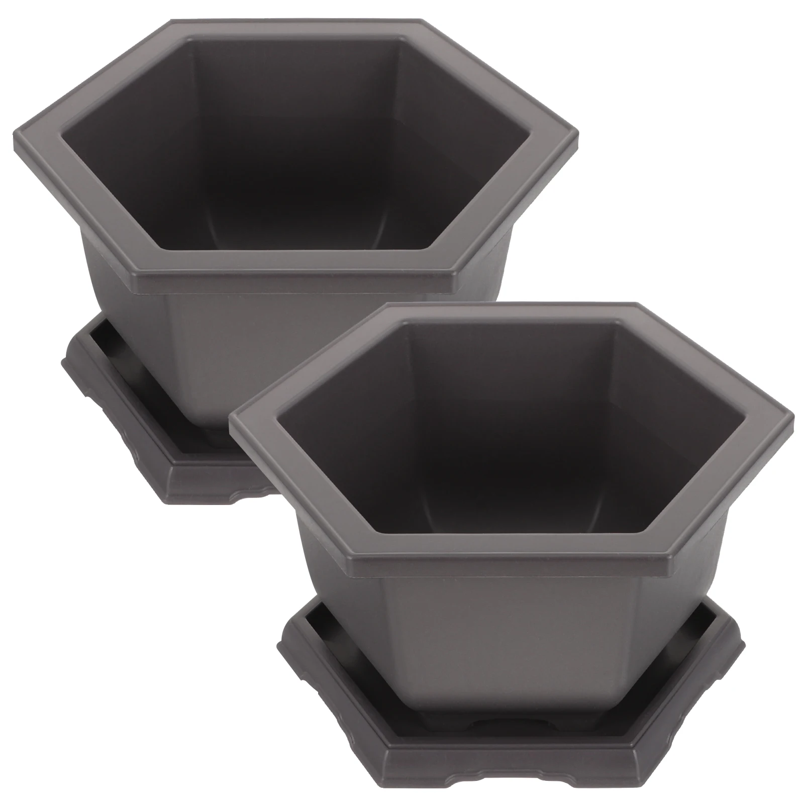 

Plastic Succulent Pots Saucer for Cactus Bonsai Office Flowerpot 2 Plastic Plant Pots Sets Planters