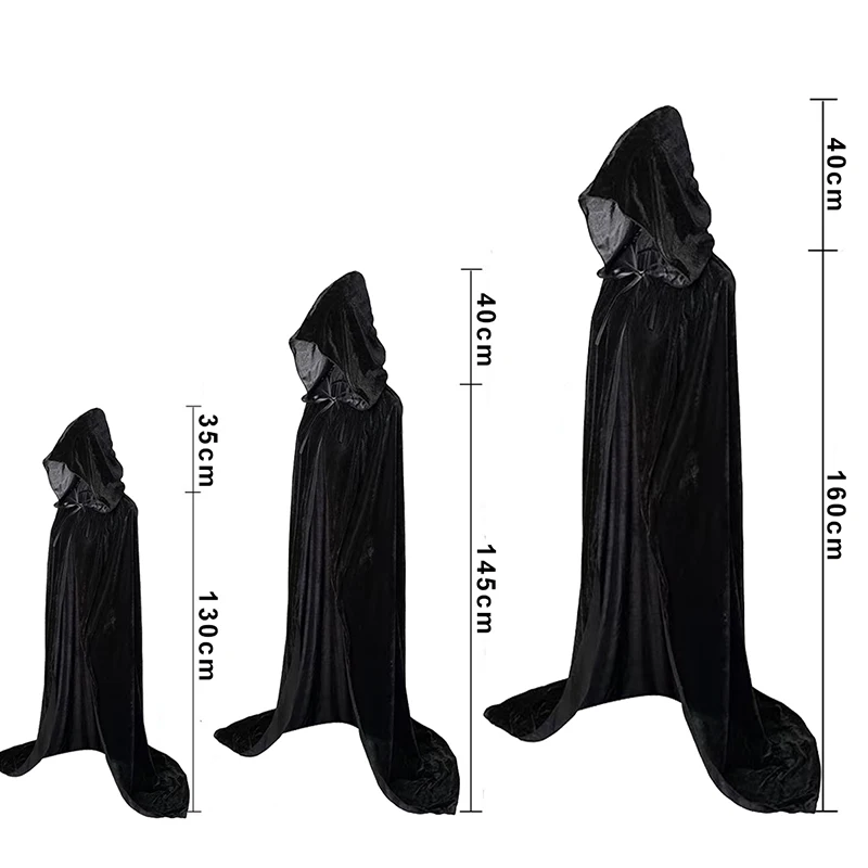 Capa con capucha para adultos de Halloween Grim Reaper para mujeres y hombres, capa larga de terciopelo de Navidad, capa de disfraz de vampiro