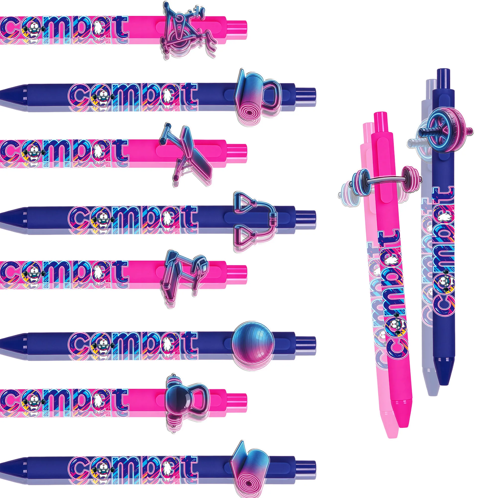 

Набор из 10/15 шариковых ручек на тему здоровья и фитнеса, серия «Спортивное оборудование», подарочная ручка-пресс, канцелярские принадлежности для студентов, для письма и подписи