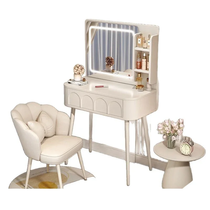 

Modern simple dressing table Cream style dressing table Bedroom with mirror Small one person 2025 New chest integrated