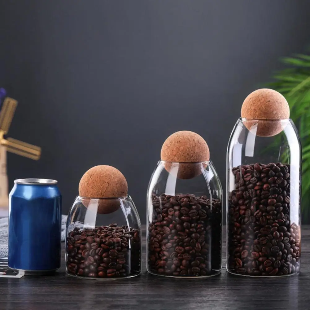 Practical Storage Bottle Waterproof Food Jar Sealed Cork Stopper Bean Sugar Glass Jar Durable
