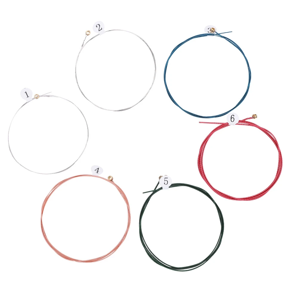 6 PCS Extra Light Colorful Coating Phosphor Bronze Acoustic Guitar Strings Replacement