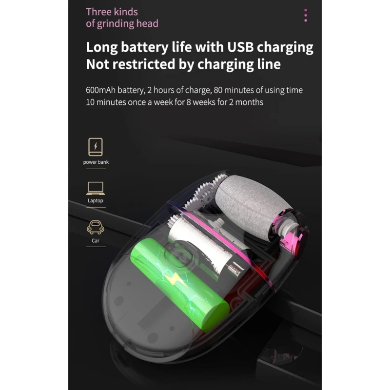 Electric Foot File Callus Remover USB Rechargeable Foot Grinder Pedicure Tool