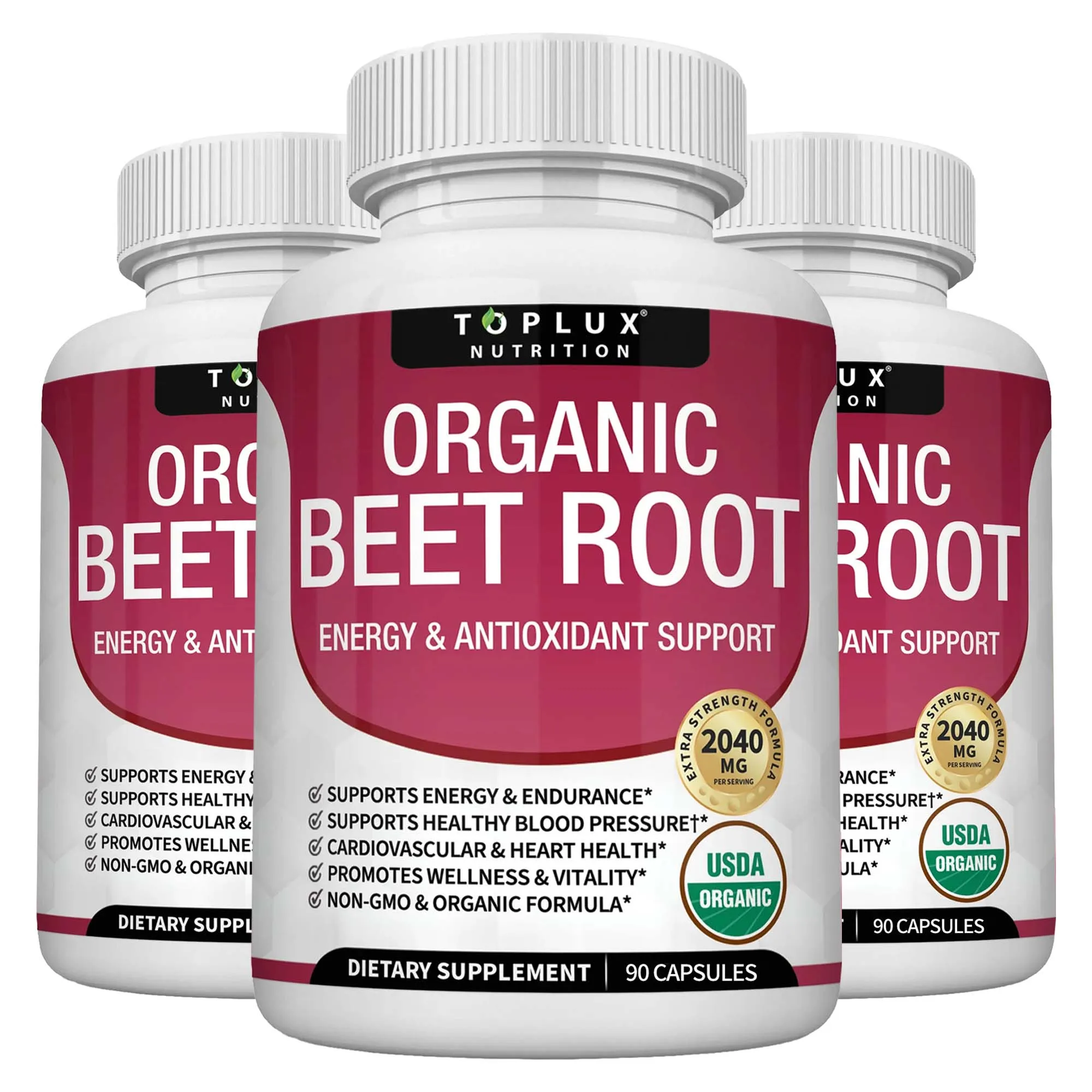 Organic Beetroot Capsules - Healthy Blood Pressure, Blood Flow Circulation, Heart Health, Boosts Cellular Energy