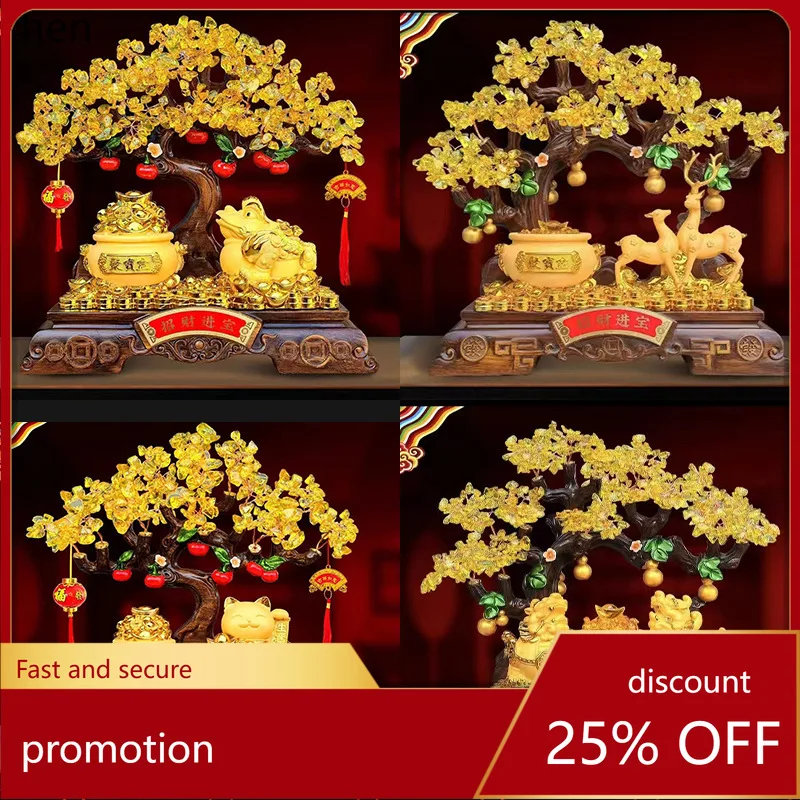 CZ Money Tree Pixiu Treasure Basin Ornament for Attracting Wealth, for Store and Company Front Desk and Cashier Desk