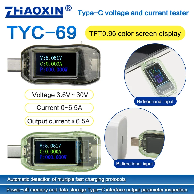 Type-C tester DC Digital voltmeter amperimetro voltage current volt meter ammeter detector power bank charger indicator