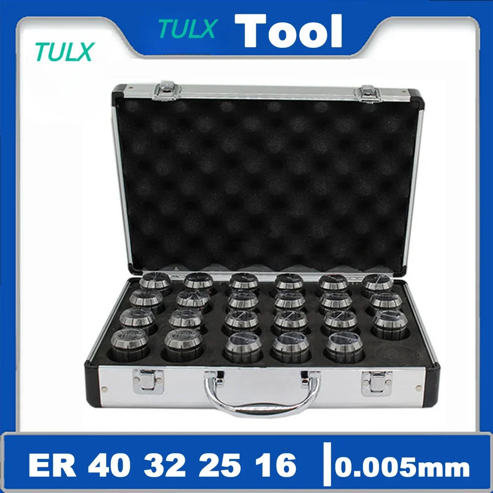 TULX ER40 ER32 ER25 ER20 ER16 11 Set Spring Collet Chuck AA 0.005mm for CNC Milling Tool Holder Engraving Machine Metal Aluminum