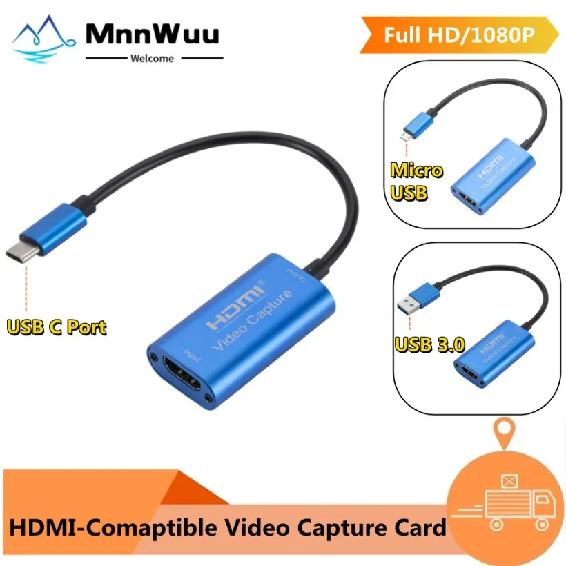 

Type-C USB 3.0 Micro USB Video Capture Card HDMI-compatible to USB 1080P HD Game Record for Switch Live Streaming Broadcast Came