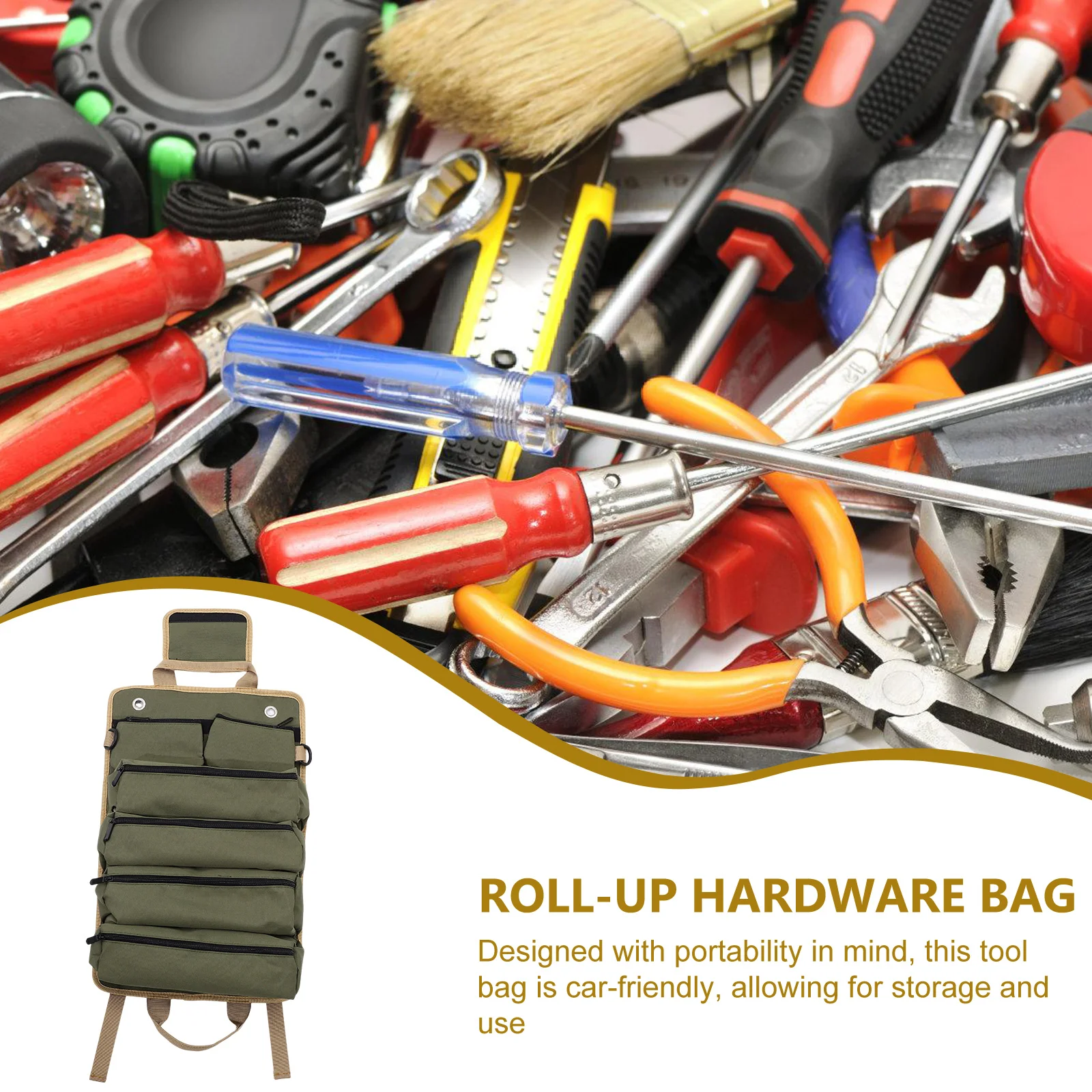 

Mechanic Tools Hardware Kit Small Bag Portable Organizer Roller for Truck Dark