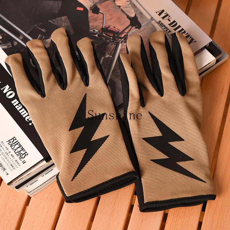 Retro riding motorcycle gloves universal in all seasons touchscreen windproof women's gloves