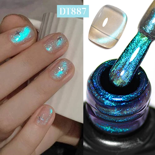 MEET ACROSS 7ml Aurora Cat esmalte de uñas de Gel magnético para uñas brillo brillante semipermanente UV Gel Nail Art barniz manicura