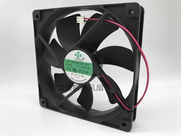 Free shipping original PY-1225H12S 12V 0.35A 12CM 12025 120 * 120 * 25MM 2-wire cooling fan