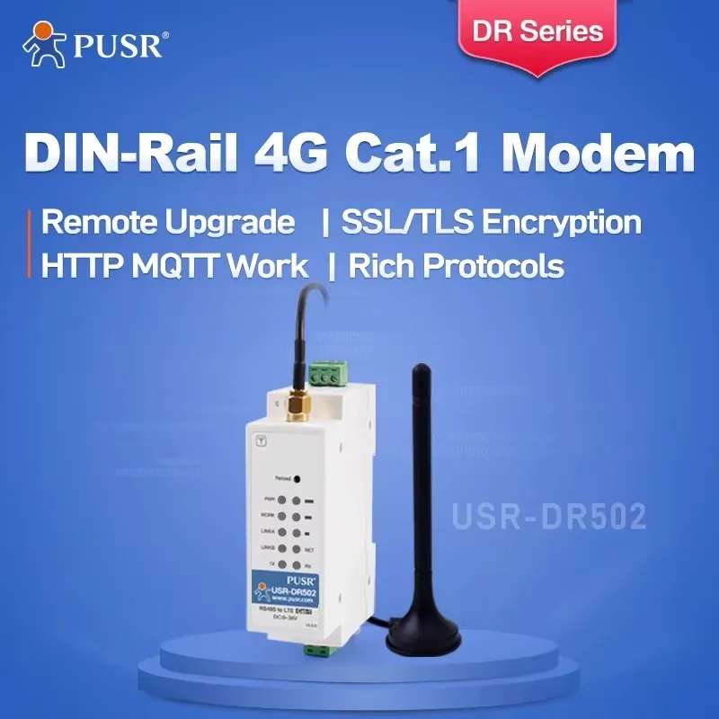 USR-DR502-E Europe SMS NET Serial at Command Configuration Rs485 Serial Port 4g Lte GSM Modem with MQTT