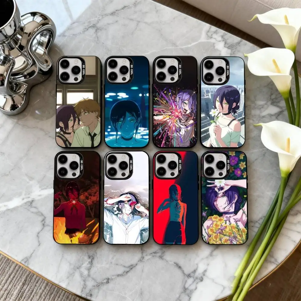 

C-Chainsaw M-Man R-Reze Arc Phone Case For iPhone17,16,15,14,13,12,11 Plus,Pro Max Black Candy Silver Plated Cover