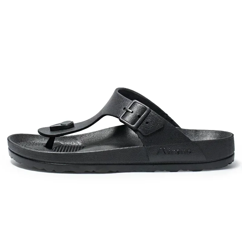 通気性ビーチスリッパ新デザインファッションカジュアルソリッドブラックノンスリップフラットスライド男性夏の男性フリップフロップ