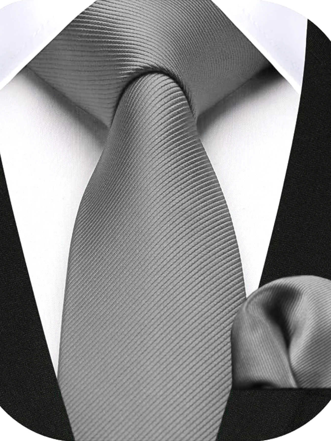 JEMYGINS Herren-Krawatte, schmal, einfarbig, 6 cm, Seidenkrawatte, Einstecktuch-Kombi-Set, geeignet für Herren, Geburtstagsgeschenke, Hochzeiten, Business – Detail 20