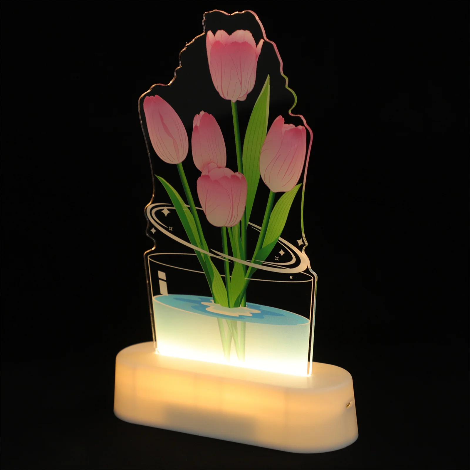 

Tulip Night LED Bedroom Decorative Night Light Flower Lamp Cute Bedroom Decor 3D Table Pink Acrylic Gift Families