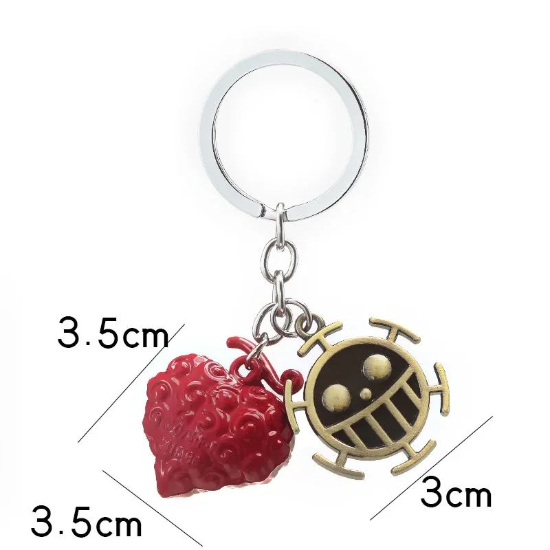 One Piece Metal Keychain Anime Luffy Ace Law Devil Fruit Keyring Creative Pendant Car Key Holder Fashion Decoration Charm Gifts