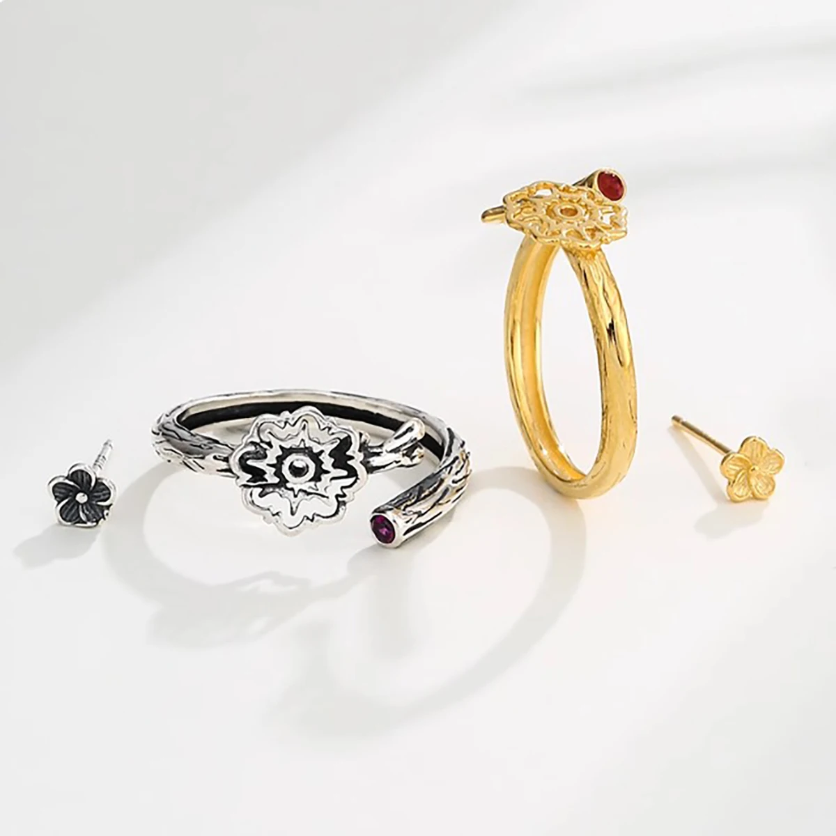 

925 Sterling Silver Open Ring Blank Base Fit Settings Flat Punching Bead DIY Ring Charm Jewelry Making Accessories