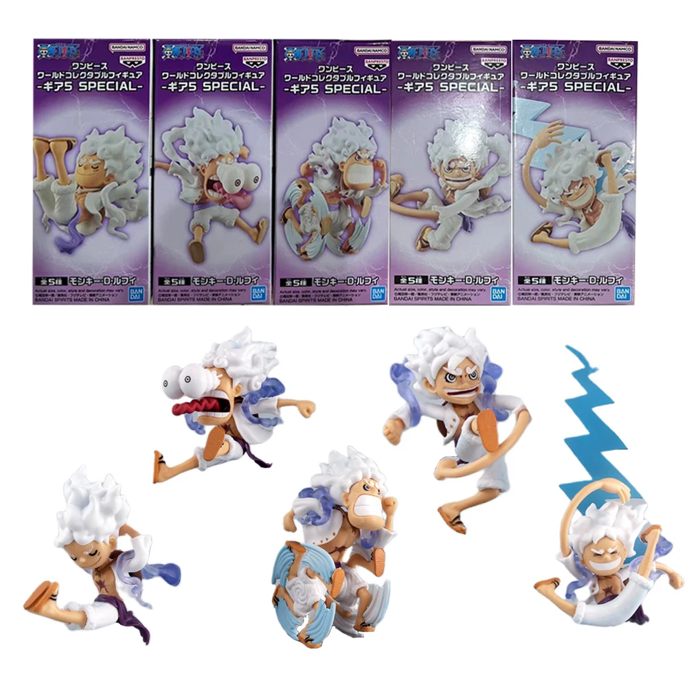Figuras de acción de One Piece para niños, juguetes coleccionables de PVC, 5 piezas, God del sol, Nika Gear 5, Luffy