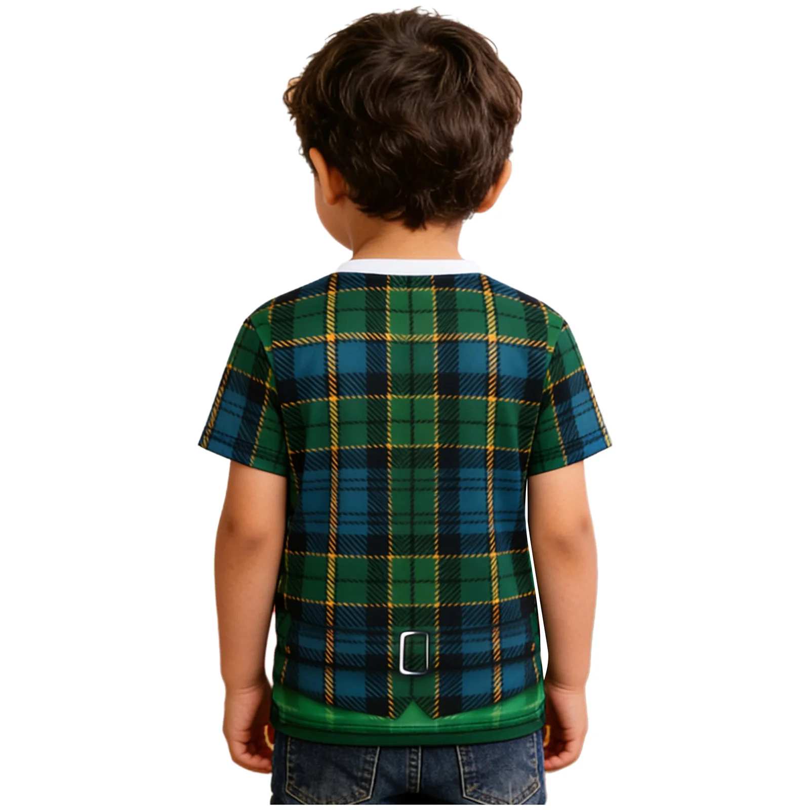 Kids Boys St Patricks Day Costume Fake 2-piece 3D Print Shirt Round Neck Short Sleeve Pullover T-Shirts Top for Festival Party