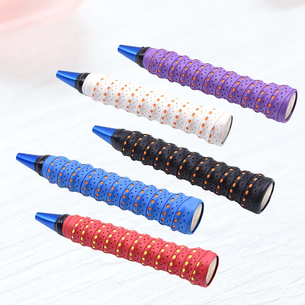 5 Rolls Breathable Anti-Slip Handle Tape Sweat Absorbing Comfort Grip for Tennis Racket Fishing Rod Bike Handle Wrap Cuttable