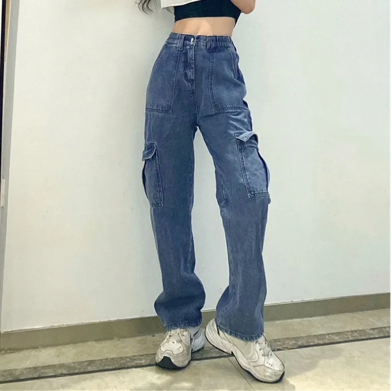 

Fashionable Loose Fit High Waist Straight Leg Jeans with Multiple Pockets for Women High Waisted Jeans Baggy Jeans