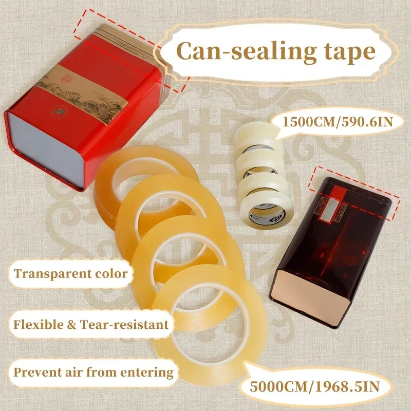 Airtight PET Can Sealing Tape for Food Storage, Reusable Moisture-Proof Can Lid Sealer,Multiple Length Option 196.85in /1968.5in