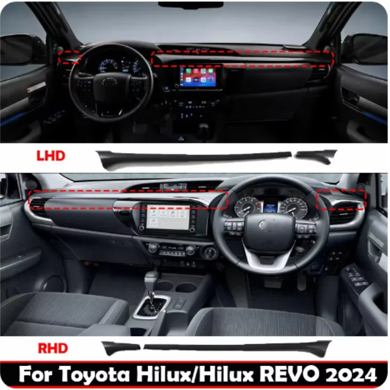 

LHD RHD For Toyota Hilux/Hilux REVO 2024 Inner Center Console front dashboard center air conditions outlet cover Copilot Strip