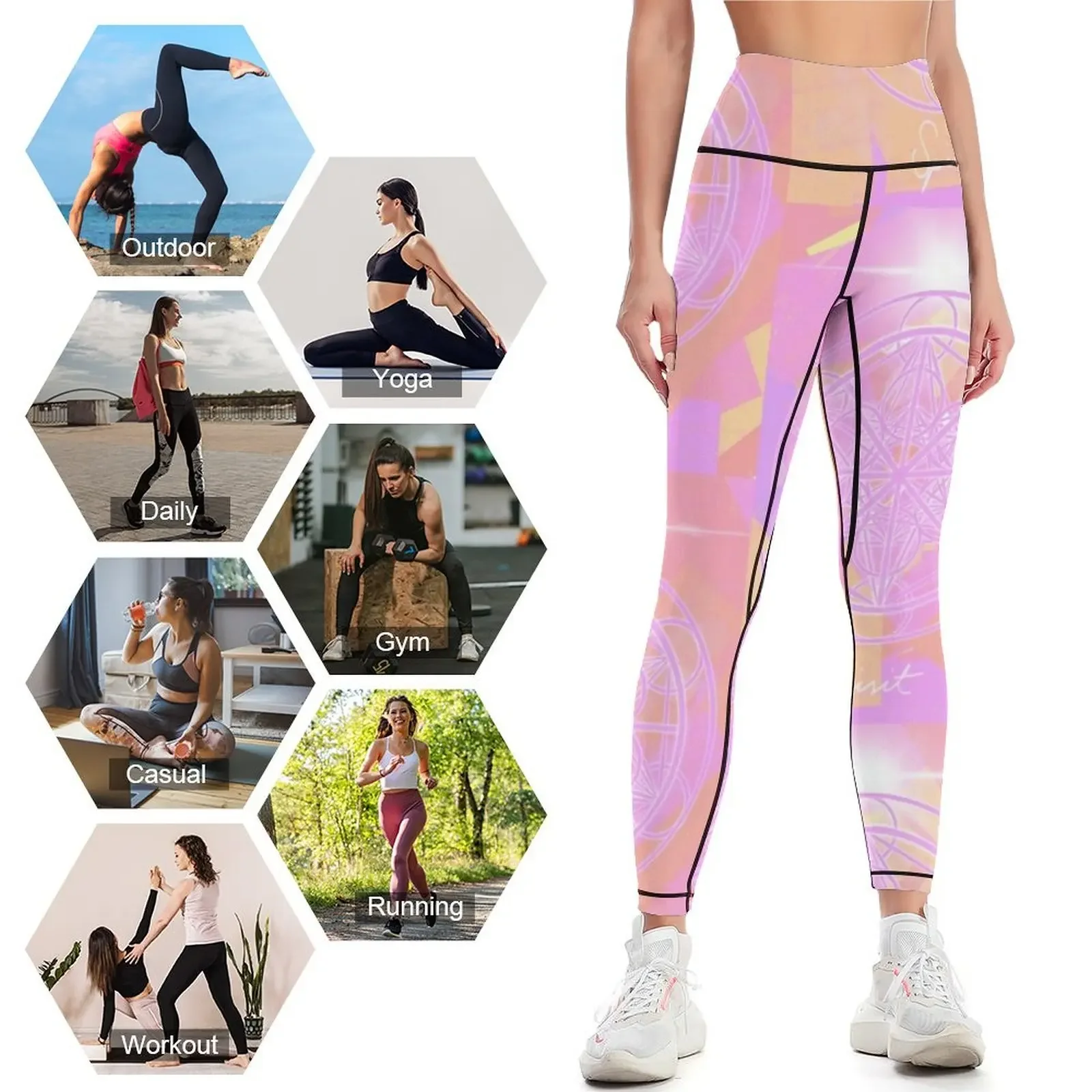 Spirit Leggings Sweatpants طماق للياقة البدنية النساء الرياضة الصالة الرياضية أعلى طماق المرأة #4