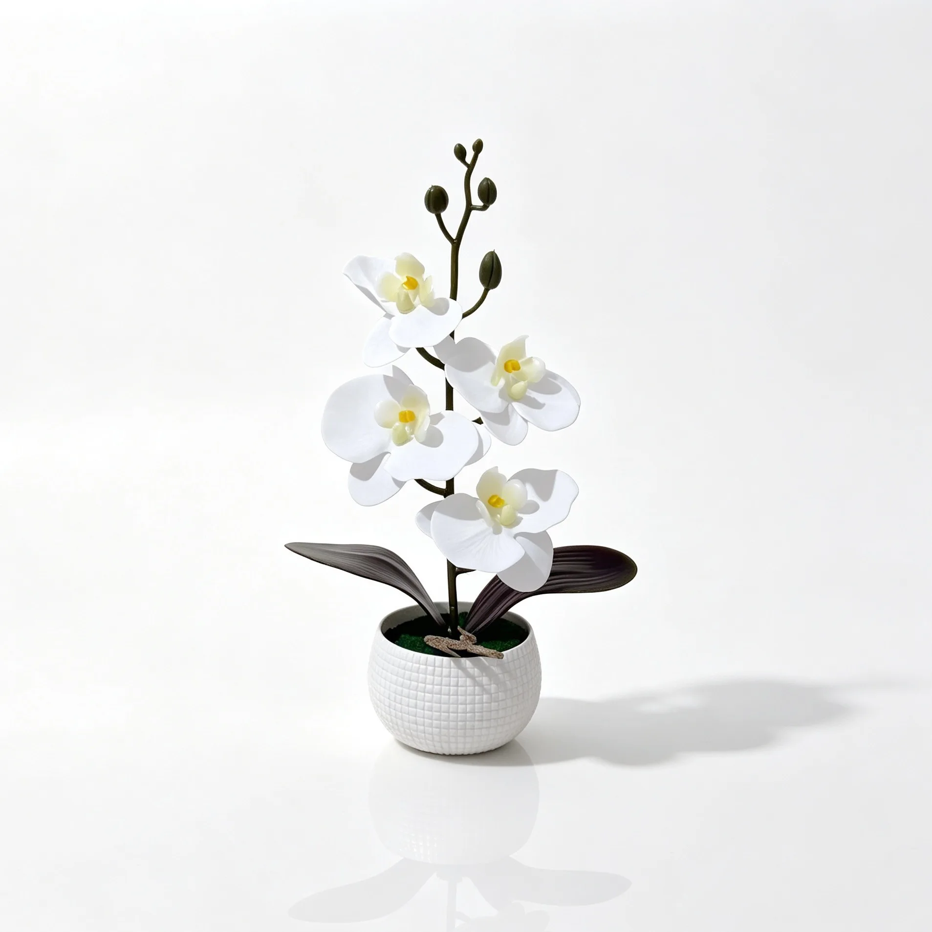Desktop Centerpiece Artificial Orchid Plant For Home Aesthetic Enhancement Lifelike Design Sturdy Synthetic Material