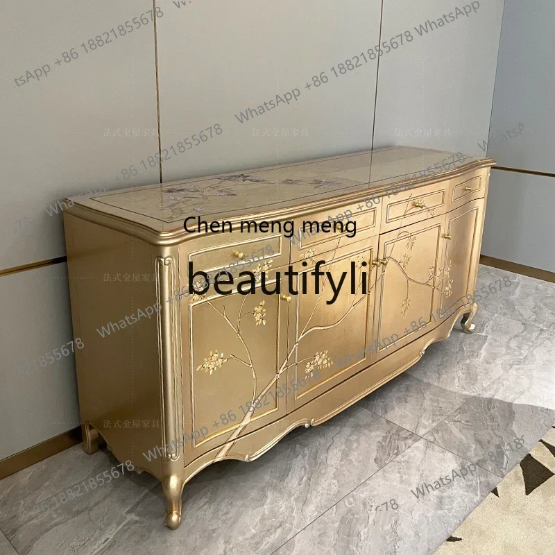 

French gold foil entrance cabinet villa, entrance decoration cabinet dining side, storage cabinet6220
